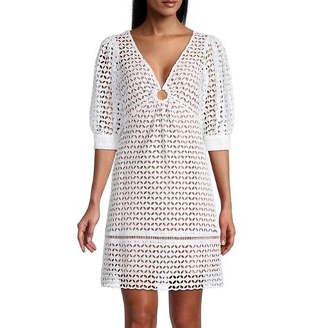 michael michael kors eyelet cotton mini dress|Michael Kors.